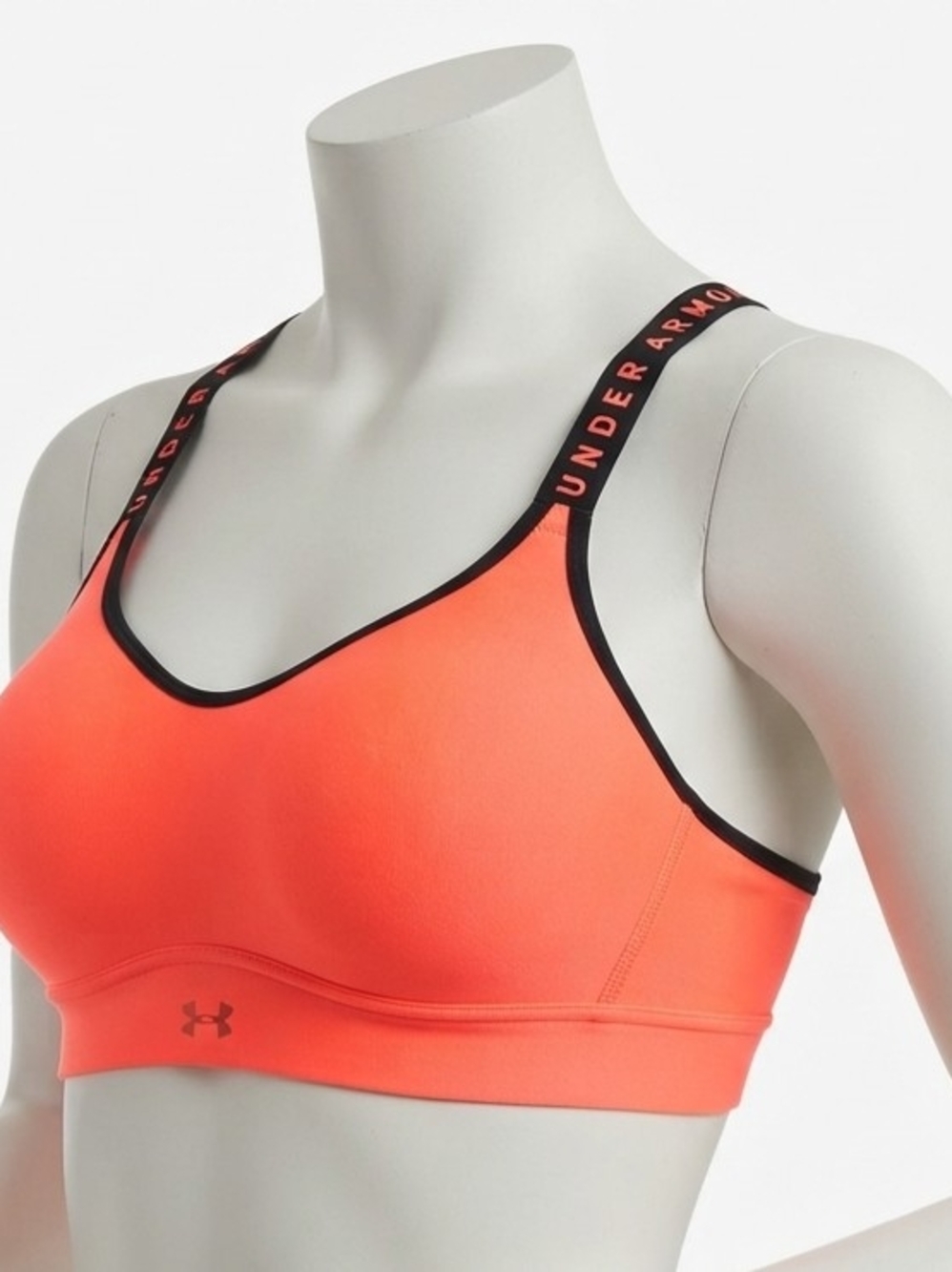 Under Armour Neon Coral Sports Bra with Black Branded Straps